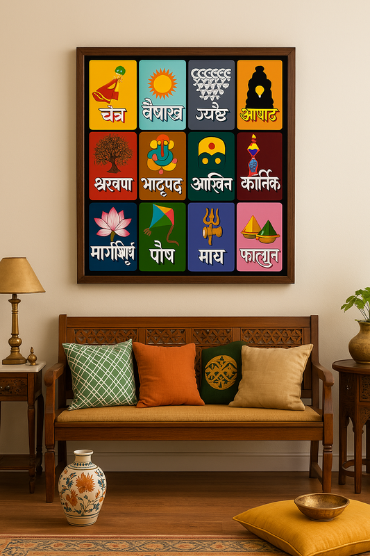 Marathi Calendar | Wall Art | 12 Inch
